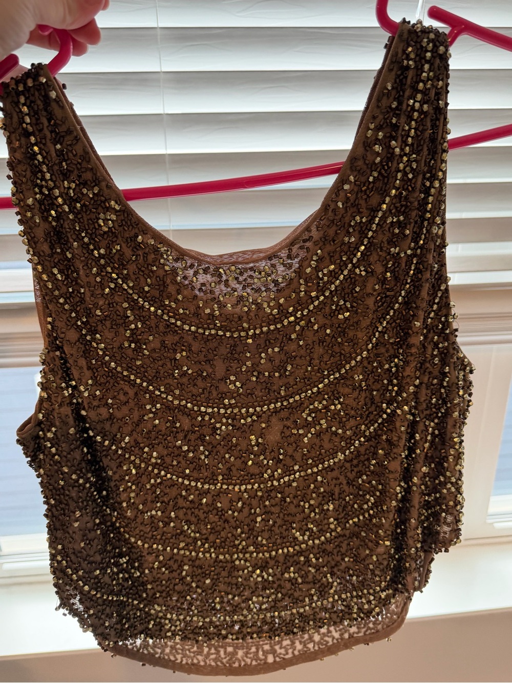 Akira Beaded Brown and Gold Sequin Tank Top Sz  M/L